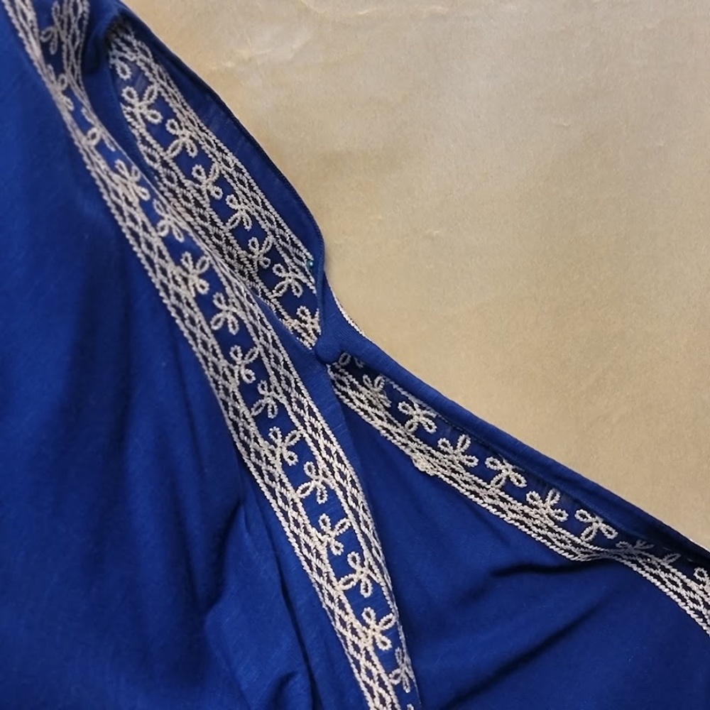 INC Blue Embroidered Cold-Shoulder Top with Open Bell Sleeves - Sz. XL - Picture 10 of 10